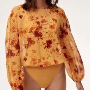 Aritzia Women's Yellow and Red Bodysuit